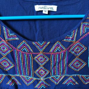 Natura • Blue Top with Stitch Design